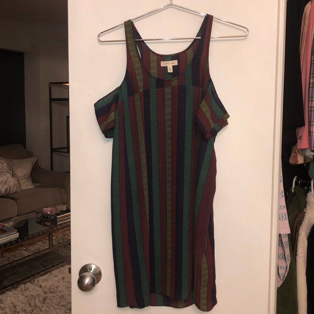 Urban Outfitters striped coldshoulder shift dress